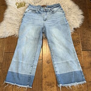 Judy Blue Jeans Women Size 14 W Wide Leg Plus Cropped STYLE# JB88705 LT